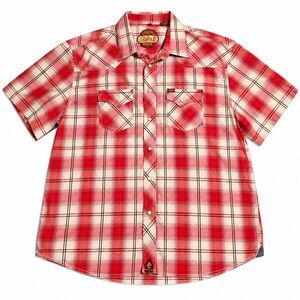 Red Dirt Rafters C Red Plaid Pearl Snap Short Sleeve Western Cowboy XXL